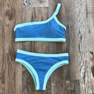 Shein one strapped bikini. Textured material.